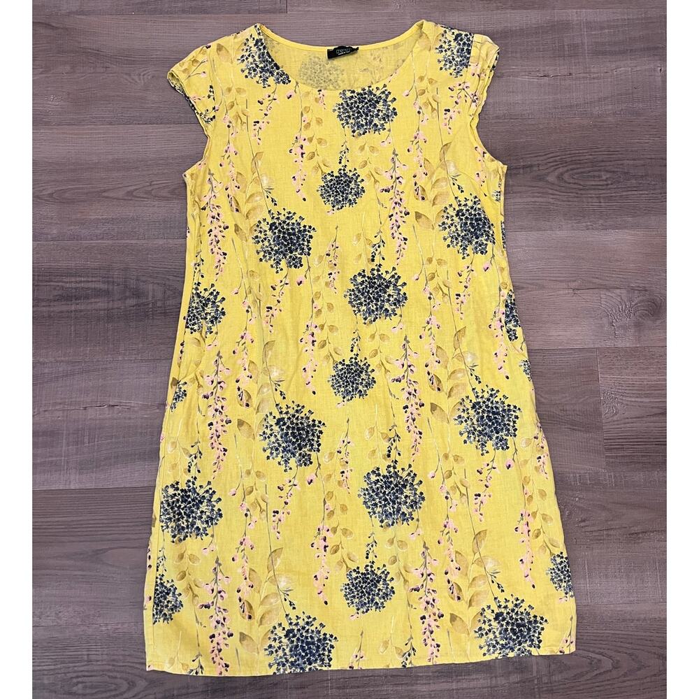 Cherishh Yellow Floral Linen Dress w/ Pockets